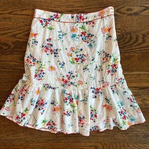 Odille Anthropologie Floral Eyelet Ruffle Skirt